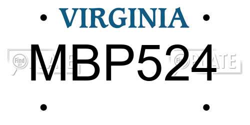 MBP524 Virginia License Plate