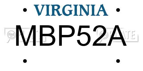 MBP52A Virginia License Plate