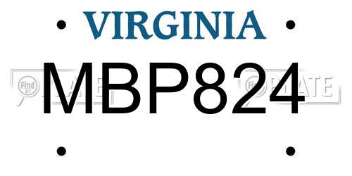 MBP824 Virginia License Plate