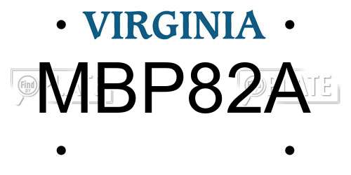 MBP82A Virginia License Plate