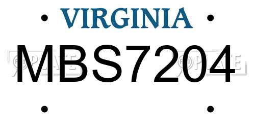 MBS7204 Virginia License Plate