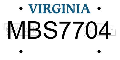 MBS7704 Virginia License Plate