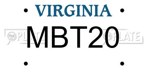 MBT20 Virginia License Plate
