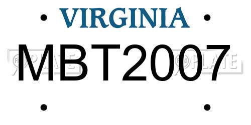 MBT2007 Virginia License Plate