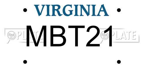 MBT21 Virginia License Plate