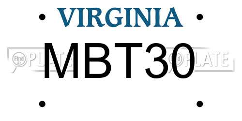 MBT30 Virginia License Plate