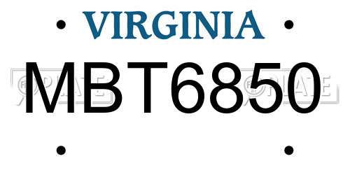 MBT6850 Virginia License Plate
