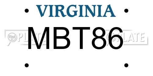 MBT86 Virginia License Plate