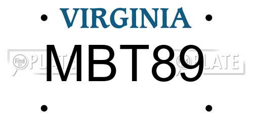 MBT89 Virginia License Plate