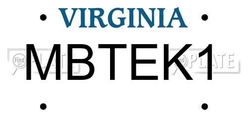 MBTEK1 Virginia License Plate