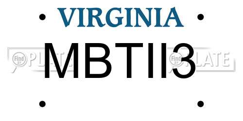 MBTII3 Virginia License Plate