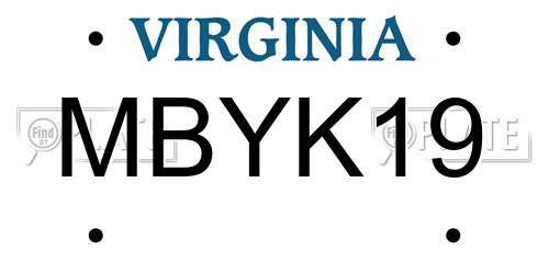 MBYK19 Virginia License Plate