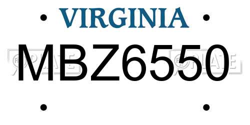 MBZ6550 Virginia License Plate