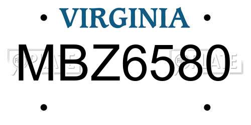MBZ6580 Virginia License Plate