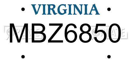 MBZ6850 Virginia License Plate