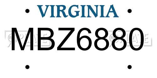 MBZ6880 Virginia License Plate