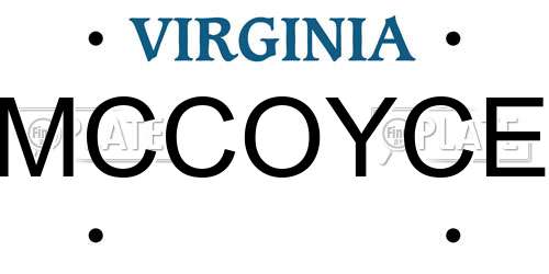 MCCOYCE Virginia License Plate