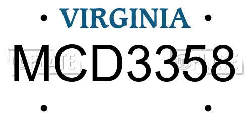 MCD3358 Virginia License Plate