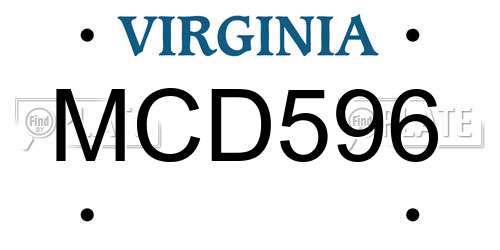 MCD596 Virginia License Plate