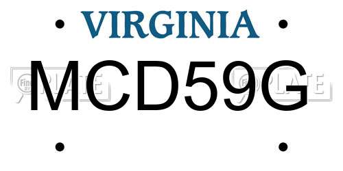 MCD59G Virginia License Plate