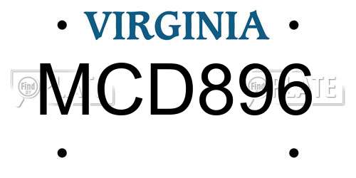 MCD896 Virginia License Plate