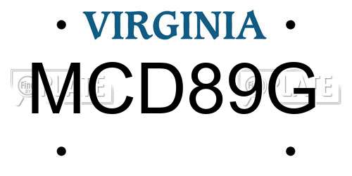 MCD89G Virginia License Plate