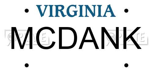 MCDANK Virginia License Plate