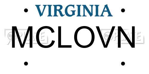 MCLOVN Virginia License Plate