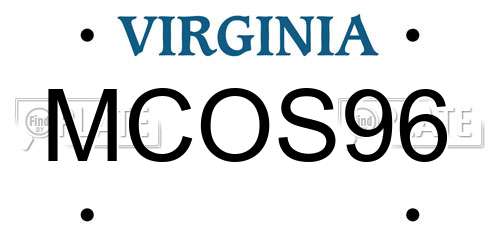 MCOS96 Virginia License Plate