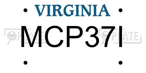 MCP37I Virginia License Plate