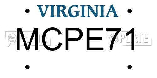 MCPE71 Virginia License Plate