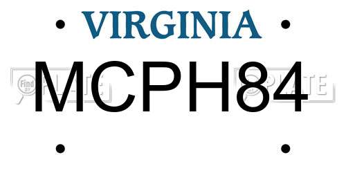 MCPH84 Virginia License Plate