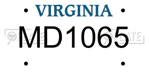 MD1065 Virginia License Plate