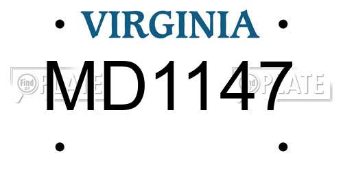 MD1147 Virginia License Plate
