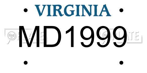 MD1999 Virginia License Plate