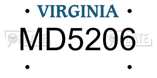 MD5206 Virginia License Plate