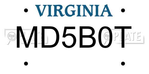 MD5B0T Virginia License Plate
