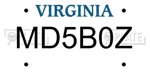 MD5B0Z Virginia License Plate