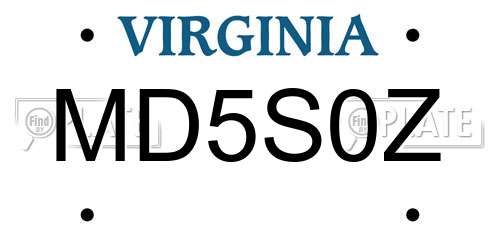 MD5S0Z Virginia License Plate