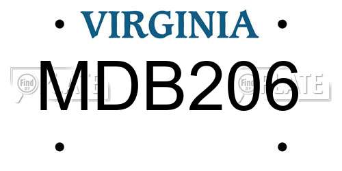 MDB206 Virginia License Plate