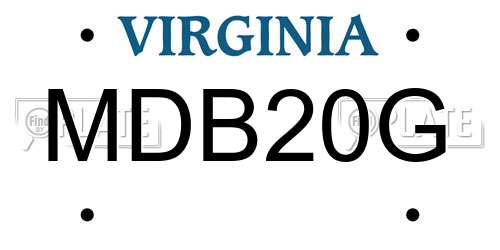 MDB20G Virginia License Plate
