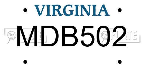 MDB502 Virginia License Plate