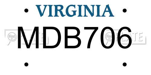 MDB706 Virginia License Plate