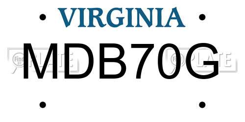 MDB70G Virginia License Plate