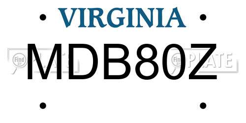 MDB80Z Virginia License Plate