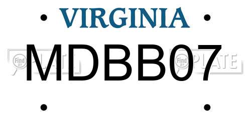 MDBB07 Virginia License Plate