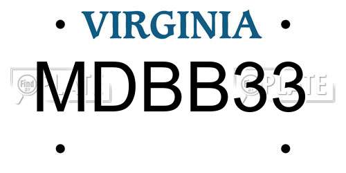 MDBB33 Virginia License Plate