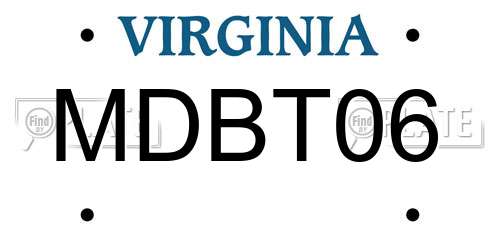 MDBT06 Virginia License Plate