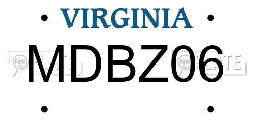 MDBZ06 Virginia License Plate