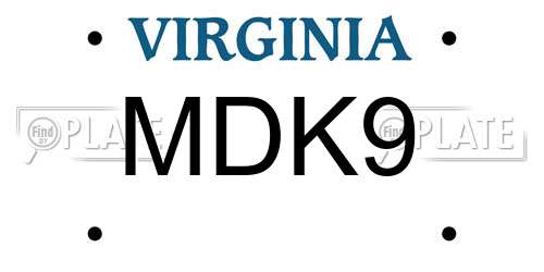 MDK9 Virginia License Plate